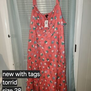 Torrid Coral Cupcake Print Dress